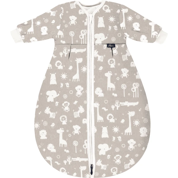 Alvi® Kugelschlafsack Mäxchen Thermo Mit Arm Zootiere Taupe 1 Alvi® Kugelschlafsack Mäxchen Thermo Mit Arm Zootiere Taupe