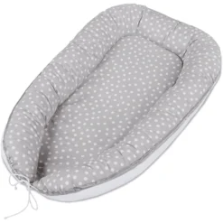 Babybay® Kuschelnest Perlgrau Punkte Weiß