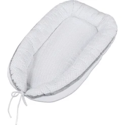 Babybay® Kuschelnest Weiß Punkte Perlgrau