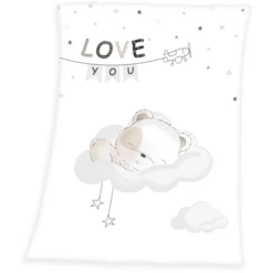 Babybest® Soft-Peach Decke Sleeping Little Bear 75x100 Cm