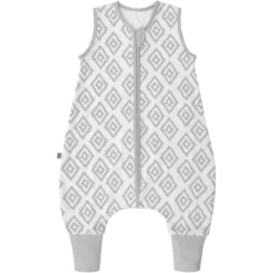 Emma & Noah Schlafsack Mit Füßen Rauten Grau