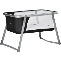 HOMCOM Kinderreisebett Mit Schaukelmodus Grau, Schwarz