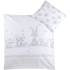 JULIUS ZÖLLNER Bettwäsche 80/80cm Häschen Und Eule Pastell