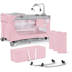 Kinderkraft Reisebett LEODY Pink Mit Zubehör