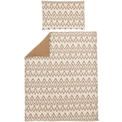Meyco Bettwäsche Kinderbett 100 X 135 Cm Ikat Sand / Uni Toffee