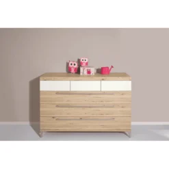 PAIDI Kommode Remo Breit 3 Schubladen Bordeaux Eiche