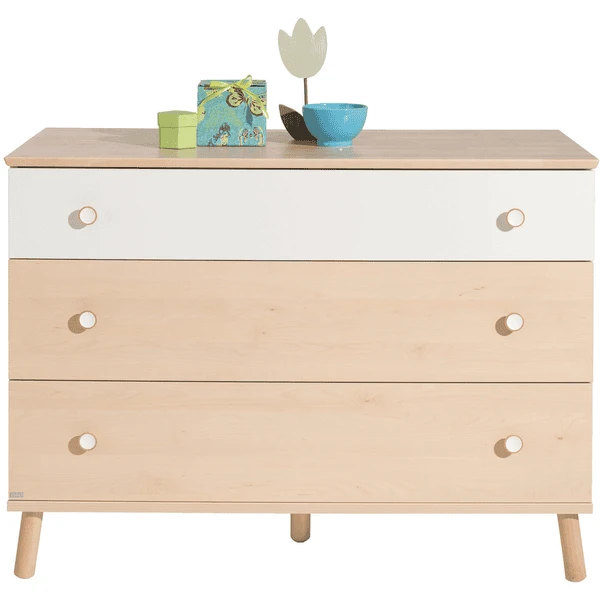PAIDI Kommode Ylvie Breit 1 Schublade Weiß 2 Schubladen Birke 1 PAIDI Kommode Ylvie Breit 1 Schublade Weiß 2 Schubladen Birke