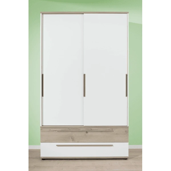 PAIDI Schiebetürenschrank Carlo 2-türig Schmal 1 Schublade Kreideweiß 1 Schublade Fichte 1 PAIDI Schiebetürenschrank Carlo 2-türig Schmal 1 Schublade Kreideweiß 1 Schublade Fichte