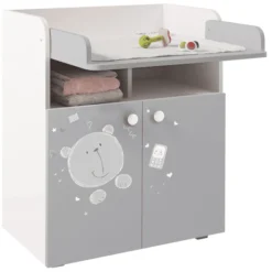 Polini Kids Wickelkommode French Teddy 1270 Weiß-grau