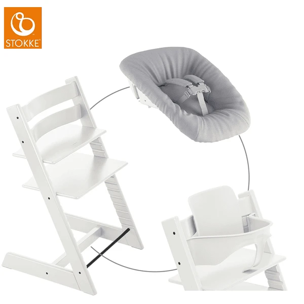 STOKKE® Mega Tripp Trapp® Set Hochstuhl Buche Weiß Inkl. Newborn Set™ Grey Und Baby Set Weiß 1 STOKKE® Mega Tripp Trapp® Set Hochstuhl Buche Weiß Inkl. Newborn Set™ Grey Und Baby Set Weiß