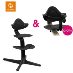 STOKKE® Nomi® Hochstuhl Buche Schwarz + Gratis Baby Set Schwarz