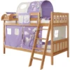 TiCAA Etagenbett Erni Buche Natur Horse Lila