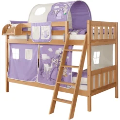 TiCAA Etagenbett Erni Buche Natur Horse Lila