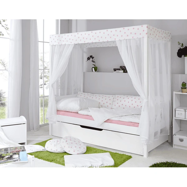 TiCAA Himmelbett Stern Weiß-rosa Mit Zusatzbett 1 TiCAA Himmelbett Stern Weiß-rosa Mit Zusatzbett