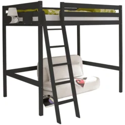 TICAA Hochbett Matthias 140 X 200 Cm Kiefer Grau