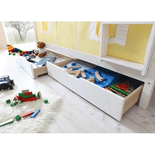TiCAA Schubkasten 2er Set Für Etagenbetten Kiefer Weiß 1 TiCAA Schubkasten 2er Set Für Etagenbetten Kiefer Weiß