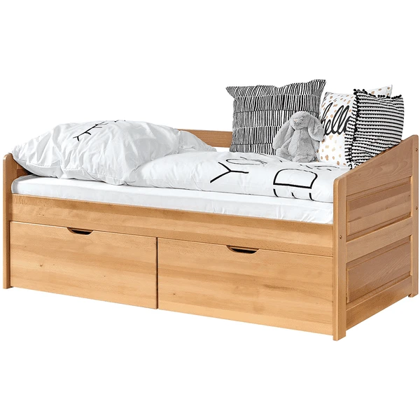 TiCAA Sofabett Mini Micki Buche Natur Mit 2 Schubladen Inkl. Matratze 1 TiCAA Sofabett Mini Micki Buche Natur Mit 2 Schubladen Inkl. Matratze