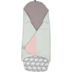 ULLENBOOM® Einschlagdecke Elefant Mint Rosa 98 X 98 X 2 Cm