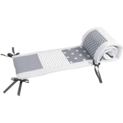 Ullenboom Patchwork-Nestchen Für Babybett 140x70 Cm Graue Sterne (210 Cm Kopfbereich)