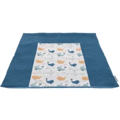 Ullenboom Wickelauflagenbezug Waffelpique Motiv Blau Wale 75 X 85 Cm